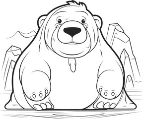 Walrus animal coloring page, vector stock image
