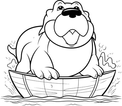 Walrus animal coloring page, vector stock image