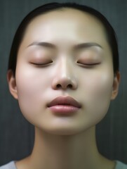 Serene young woman with closed eyes and peaceful expression enjoying a moment of relaxation and mindfulness Generative AI