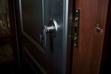 Obraz premium Double Door Handle in Modern Room with Natural Light and Minimalist Decor Generative AI