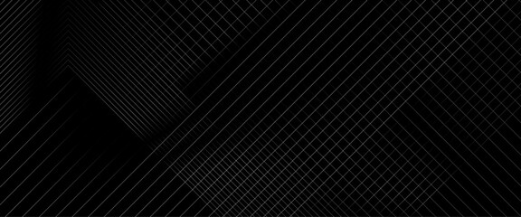 Vector black abstract background with geometric shapes, minimal geometric design, futuristic concept, with lines effect decoration and line stripes curve abstract presentation background. 