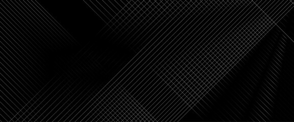 Vector black abstract background with geometric shapes, minimal geometric design, futuristic concept, with lines effect decoration and line stripes curve abstract presentation background. 