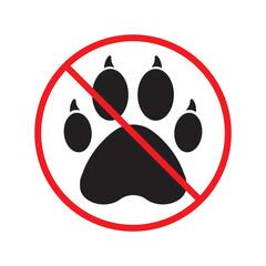 Forbidden dog pet vector icon. Warning, caution, attention, restriction, label, ban, danger. No pet paw flat sign design pictogram symbol. No animal dogs wolf paw icon UX UI icon © Elchin