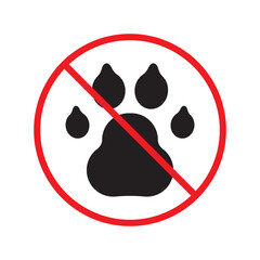 Forbidden dog pet vector icon. Warning, caution, attention, restriction, label, ban, danger. No pet paw flat sign design pictogram symbol. No animal dogs wolf paw icon UX UI icon © Elchin