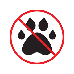 Forbidden dog pet vector icon. Warning, caution, attention, restriction, label, ban, danger. No pet paw flat sign design pictogram symbol. No animal dogs wolf paw icon UX UI icon © Elchin