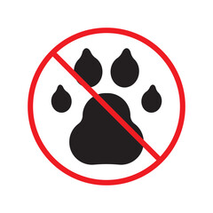 Forbidden dog pet vector icon. Warning, caution, attention, restriction, label, ban, danger. No pet paw flat sign design pictogram symbol. No animal dogs wolf paw icon UX UI icon © Elchin