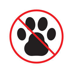 Forbidden dog pet vector icon. Warning, caution, attention, restriction, label, ban, danger. No pet paw flat sign design pictogram symbol. No animal dogs wolf paw icon UX UI icon © Elchin