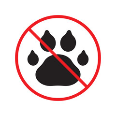 Forbidden dog pet vector icon. Warning, caution, attention, restriction, label, ban, danger. No pet paw flat sign design pictogram symbol. No animal dogs wolf paw icon UX UI icon © Elchin