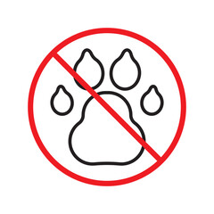 Forbidden dog pet vector icon. Warning, caution, attention, restriction, label, ban, danger. No pet paw flat sign design pictogram symbol. No animal dogs wolf paw icon UX UI icon © Elchin