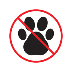 Forbidden dog pet vector icon. Warning, caution, attention, restriction, label, ban, danger. No pet paw flat sign design pictogram symbol. No animal dogs wolf paw icon UX UI icon © Elchin
