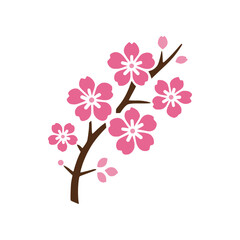 Pink sakura flower japanese style flat vector icon design