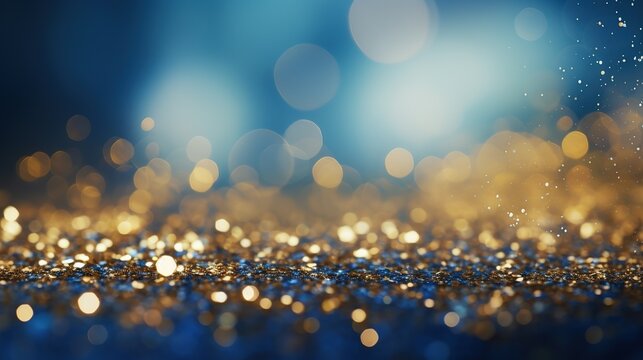 Sparkling Blue and Gold Abstract Bokeh Lights Background © Jameel