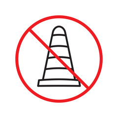 Forbidden road cone icon. Warning, caution, attention, restriction, label, ban, danger. Road cone icon. Traffic cone vector icon. Trafic cone flat sign design  pictogram symbol. No traffic icon UX UI 