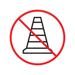 Forbidden road cone icon. Warning, caution, attention, restriction, label, ban, danger. Road cone icon. Traffic cone vector icon. Trafic cone flat sign design  pictogram symbol. No traffic icon UX UI 