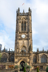 The tower of the cathedral of Manchester, United Kingdom