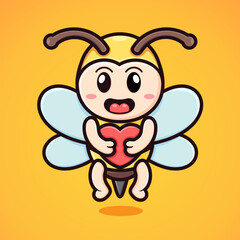 cute cartoon bee hugging love