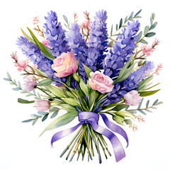Lavender, Flowers, Watercolor illustrations