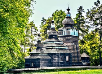  An 18th century wooden church on the territory of the Museum of Folk Architecture in Sanok, Poland.