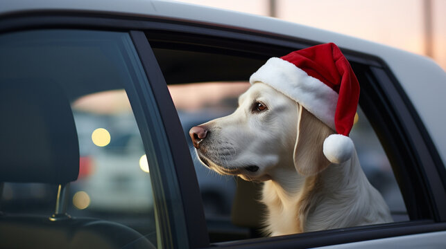 dog in car HD 8K wallpaper Stock Photographic Image 