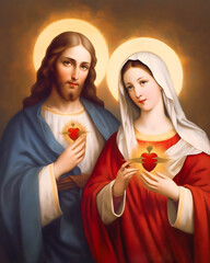 Immaculate heart of virgin Mary and Jesus © May Thawtar