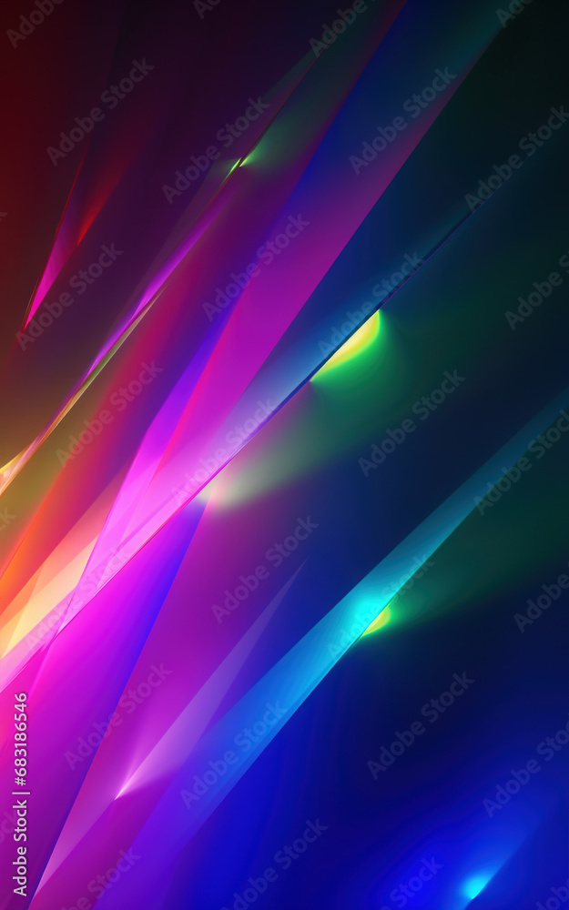 Poster multicolor rainbow light effect on black background