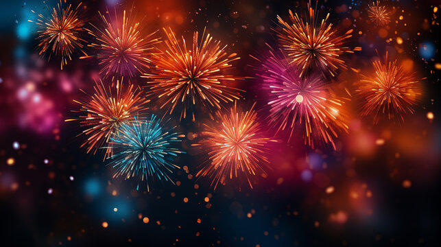 fireworks in the night sky HD 8K wallpaper Stock Photographic Image 