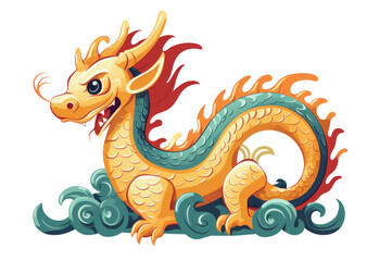 Cute Asian Dragon design isolated on a transparent background created with Generative AI technology