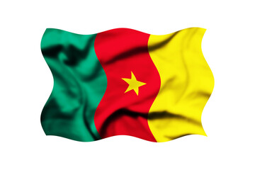 Waving the flag of Cameroon isolated on a transparent background, Clipping path included