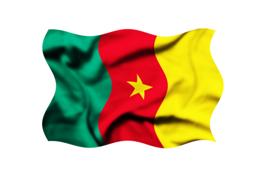 Waving the flag of Cameroon isolated on a transparent background, Clipping path included