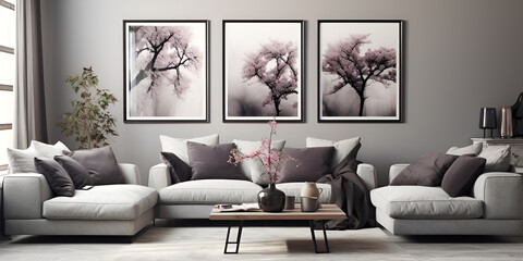 modern living room,Serenity in Gray A Cozy Living Room Escape.AI Generative 