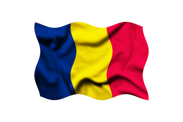 The flag of CHAD is waving in the wind on a transparent background. 3d rendering. Clipping path included