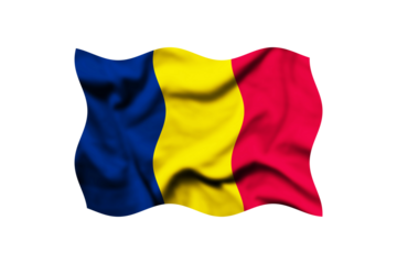 The flag of CHAD is waving in the wind on a transparent background. 3d rendering. Clipping path included