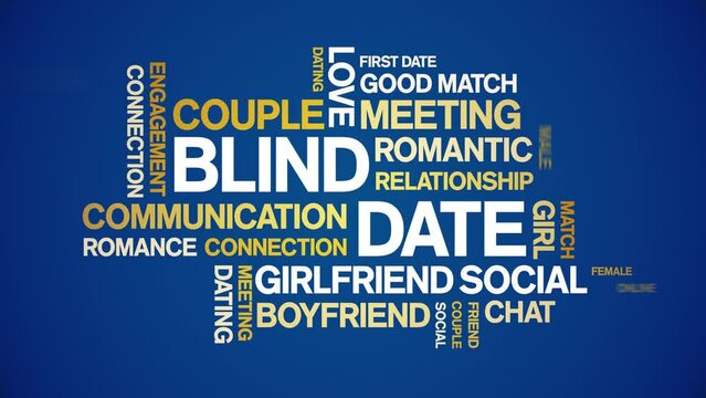 Blind Date animated tag word cloud;text design animation kinetic typography seamless loop.