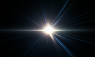 Light effect ray shining sun bright flash Special lens flare on black background