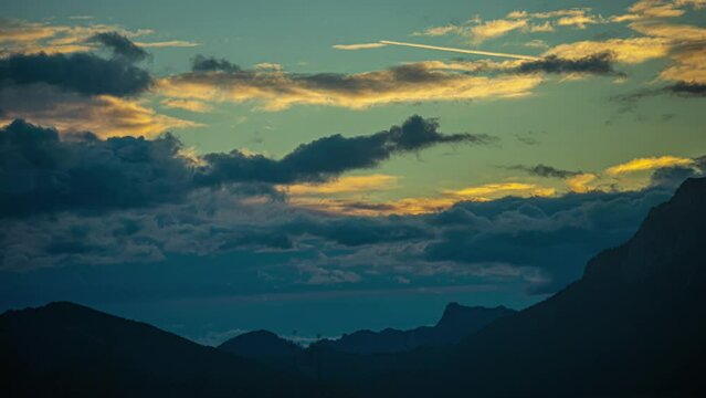 Sunset cloudscape time lapse above the Austrian Alps