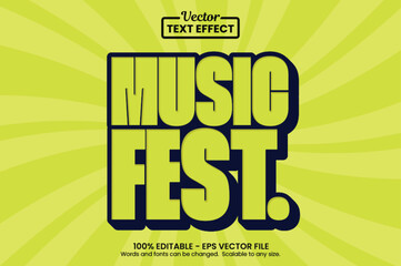 Editable text effect - Music Fest Vintage Cartoon template style premium vector