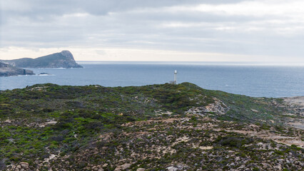 The Gap and Natural Bridge in Albany Western Australia seen from high above with huge waves below