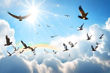 birds flying in the sky