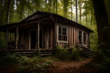 old wooden house in forest