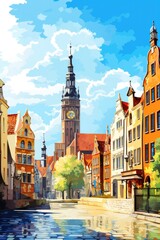 Gdansk old town and famous scenery, Poland. Generative ai © Zedspider