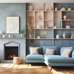 modern living room interior with sofa.
Generative AI