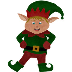 Elf cartoon character wearing a green dress