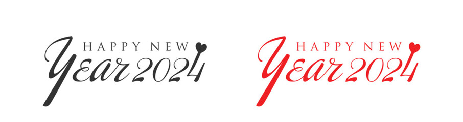 Happy New Year 2024 Logo Design. Modern Hand drawn creative stylish vector logo design. 2024 New year Logo Design