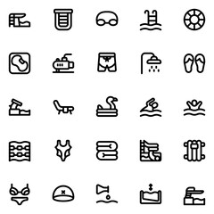 swimming line icon sheet
