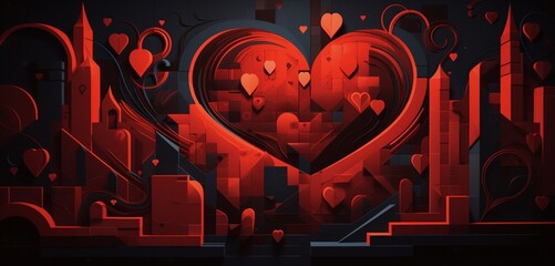 Valentine's Day magic rendered in high-definition, as geometric forms entwine to create an intricate tapestry of love's expression