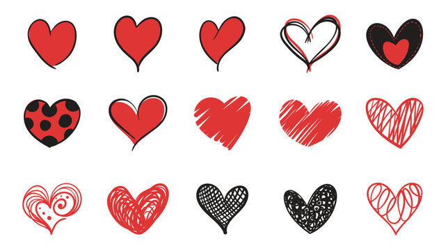 Hand drawn hearts. Design elements for Valentine's day.
