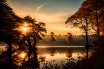 sunset over the river