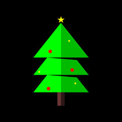 Christmas tree isolated on black background. winter trees collection for holiday xmas and new year. Vector illustration