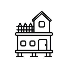 Bungalow icon isolate white background vector stock illustration.