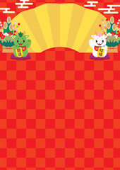 新春セールのイメージイラスト　辰年　2024年　A4縦位置　文字なし